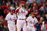 Rangers v Cardinals  St Louis  MO - Oct 28: Chris Carpenter  David Freese and Rafael Furcal