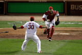 Game 7 - Rangers v Cardinals  St Louis  MO - October 28: Jason Motte and Yadier Molina