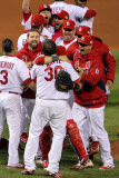 Game 7 - Rangers v Cardinals  St Louis  MO - October 28: Jason Motte and Yadier Molina