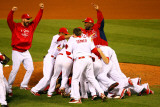Game 7 - Rangers v Cardinals  St Louis  MO - October 28: Chris Carpenter and Arthur Rhodes