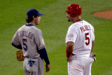 Game 7 - Rangers v Cardinals  St Louis  MO - October 28: Ian Kinsler and Albert Pujols
