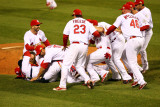 Game 7 - Rangers v Cardinals  St Louis  MO - October 28: Jason Motte and Yadier Molina