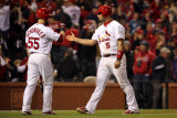 Game 7 - Rangers v Cardinals  St Louis  MO - October 28: Albert Pujols and Skip Schumaker