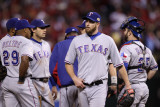 Game 7 - Rangers v Cardinals  St Louis  MO - October 28: Scott Feldman and Ron Washington