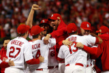 Game 7 - Rangers v Cardinals  St Louis  MO - Oct 28: Adam Wainwrigt  Jaime Garcia and Gerald Laird