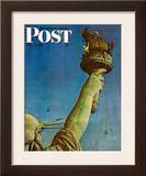 "Working on the Statue of Liberty" Saturday Evening Post Cover  July 6 1946