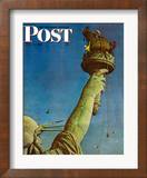 "Working on the Statue of Liberty" Saturday Evening Post Cover  July 6 1946