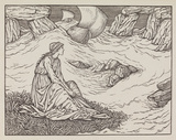 Illustration of woman by the sea