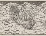 Illustration of lady in a boat