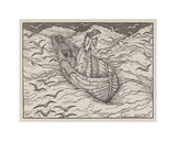 Illustration of lady in a boat