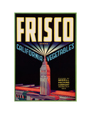 Crate Label for Frisco Brand California Vegetables  Merril Packing Company  Salinas  California  ca