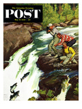 "Salmon Running Upstream" Saturday Evening Post Cover  May 17  1952