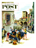 "Coed Tourists in Italy" Saturday Evening Post Cover  August 2  1958