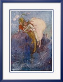 Peter Pan and Wendy Float Away Over the City