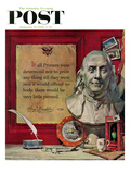 "Benjamin Franklin - Bust and Quote" Saturday Evening Post Cover  January 21  1956
