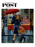 "Leaving Grocery in Rain" Saturday Evening Post Cover  April 24  1954