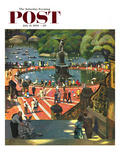 "Boating in Central Park" Saturday Evening Post Cover  July 11  1953