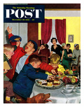 "Crashing Mom's Card Party" Saturday Evening Post Cover  December 20  1952
