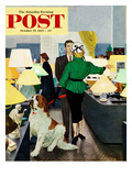 "St Bernard in Lamp Shop" Saturday Evening Post Cover  October 25  1952