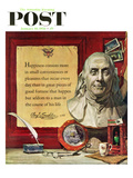 "Benjamin Franklin - Bust and Quote" Saturday Evening Post Cover  January 18  1958
