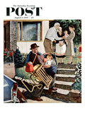 "Visiting the Grandparents" Saturday Evening Post Cover  August 3  1957