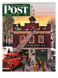 "Christmas at the Fire Station" Saturday Evening Post Cover  December 16  1950