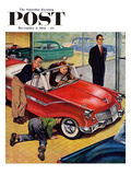 "Automobile Showroom" Saturday Evening Post Cover  December 8  1956