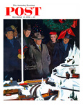 "Christmas Train Set" Saturday Evening Post Cover  December 15  1956