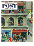 "World Series Scores" Saturday Evening Post Cover  October 2  1954