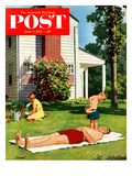 "Watering Father" Saturday Evening Post Cover  June 4  1955