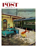 "Forgot His Briefcase" Saturday Evening Post Cover  February 2  1957