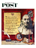 "Benjamin Franklin - Bust and Quote" Saturday Evening Post Cover  January 17  1959