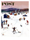 "Ice Fishing Camp" Saturday Evening Post Cover  January 12  1957