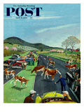 "Slow Mooving Traffic" Saturday Evening Post Cover  April 11  1953