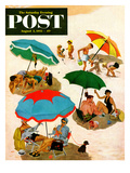 "Couples at the beach" Saturday Evening Post Cover  August 2  1952