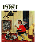 "New Years Eve Babysitter" Saturday Evening Post Cover  January 4  1958