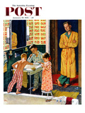 "Brushing Their Teeth" Saturday Evening Post Cover  January 29  1955