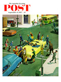 "Blocking the Crosswalk" Saturday Evening Post Cover  September 17  1955