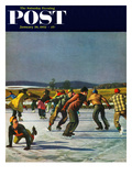 "Ice Skating on Pond" Saturday Evening Post Cover  January 26  1952