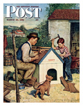 "Building the Doghouse" Saturday Evening Post Cover  March 24  1951