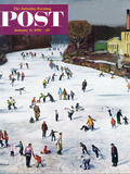 "Fox River Ice-Skating" Saturday Evening Post Cover  January 11  1958