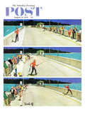"Bridge Fishing" Saturday Evening Post Cover  August 8  1959