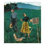 "Farmer and Female Artist in Field"  June 6  1953