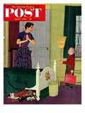 "Mom  I Cleaned My Room!" Saturday Evening Post Cover  April 2  1955