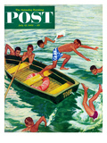 "Rowboat Diving" Saturday Evening Post Cover  July 12  1952