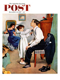 "Fixing Father's Tie" Saturday Evening Post Cover  December 31  1955
