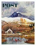 "Ice Hockey on Mountain Pond" Saturday Evening Post Cover  December 13  1958
