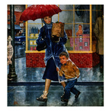 "Leaving Grocery in Rain"  April 24  1954
