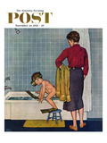 "Scuba in the Tub" Saturday Evening Post Cover  November 29  1958