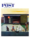 "Trick-Or-Treating in the Burbs" Saturday Evening Post Cover  November 1  1958